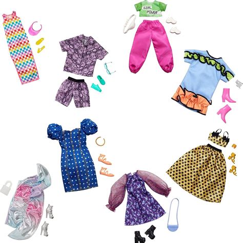 Barbie Clothes Multipack With 8 Complete Outfits For Barbie Doll 25 Pieces Include 8 Outfits