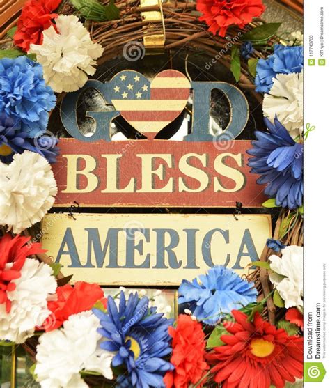 God Bless America Sign Stock Photo Image Of Flowers 117743700