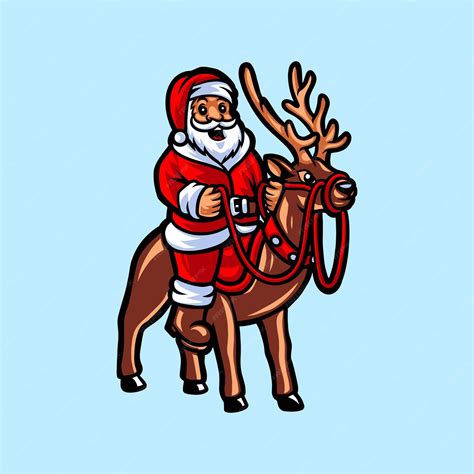 Premium Vector Santa Claus Riding Reindeer