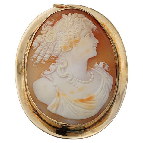 Antique Mother And Cherub Carved Cameo Gold Brooch Pin Estate Fine