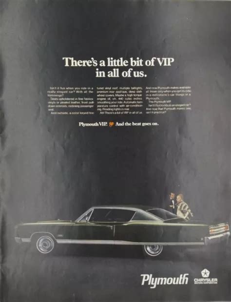 1960s Plymouth Vip Chrysler Black Car Automobile Original Vintage Print