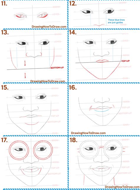 How To Draw A Black Girls Womans Face With Glasses And An Afro Step