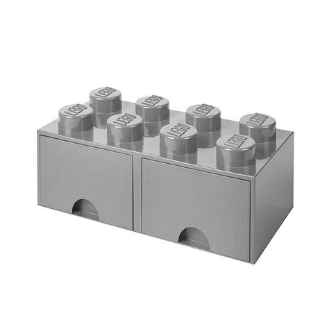 Lego Brick Drawer 8 Knobs 2 Drawers Stackable Storage Box Stone