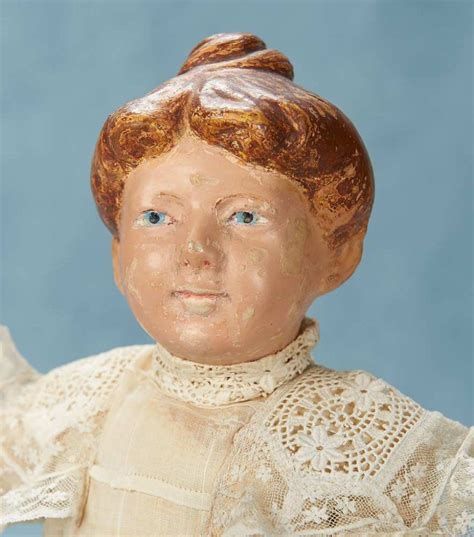 American Carved Wooden Doll With Sculpted Topknot Model 102 By