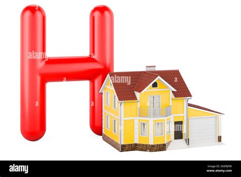 Kids Abc Letter H With House 3d Rendering Isolated On White