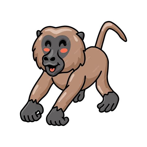 Cute Mandrill Baboon Cartoon Isolated On White Background Royalty