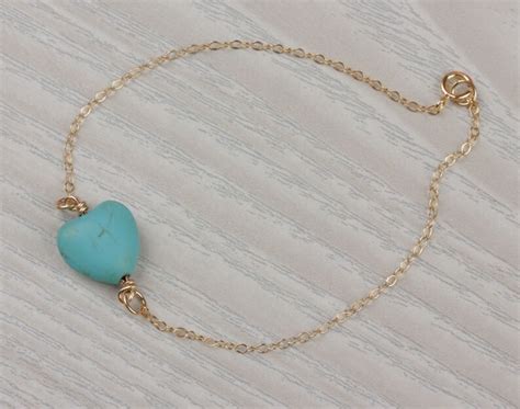 Heart Bracelet Turquoise Bracelet Gemstone Bracelet Etsy