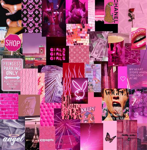 Neon Pink Colors Wall Collage Kit Etsy Wall Collage Decor Picture Wall Bedroom Wall Collage