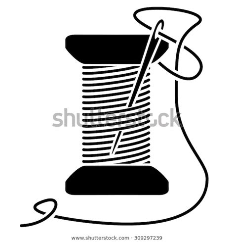 Sewing Needle Thread Spool Silhouette Stock Vector Royalty Free