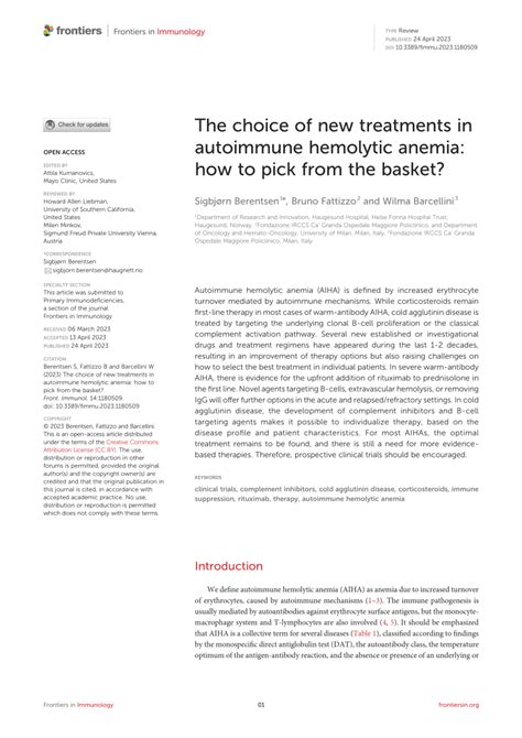 Pdf The Choice Of New Treatments In Autoimmune Hemolytic Anemia How