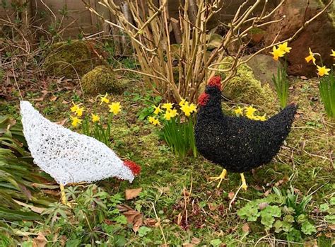 Handmade Wire Sculpture Chicken Hen Metal Garden Sculpture Etsy