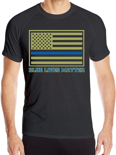 Mens Plain Blue Lives Matter Short Sleeved 100 Polyester Sports T