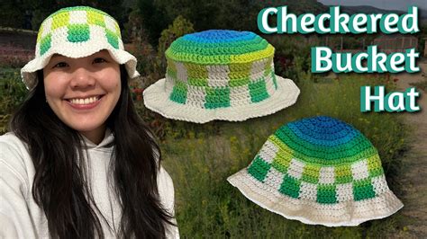 Crochet Checkered Bucket Hat With A Wavy Brim Tutorial No Magic Ring