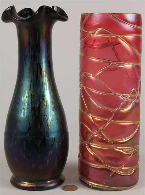 Lot 321 2 Art Glass Vases Loetz And Kralik Case Auctions