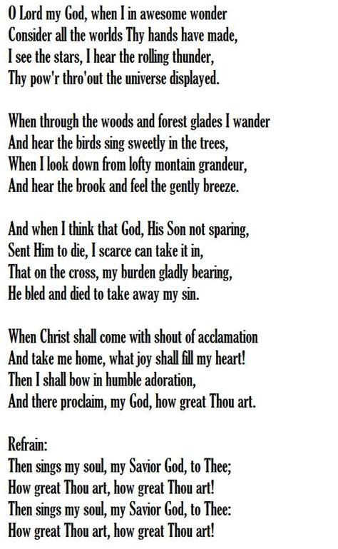 How Great Thou Art Hymn Lyrics Printable Adr Alpujarra