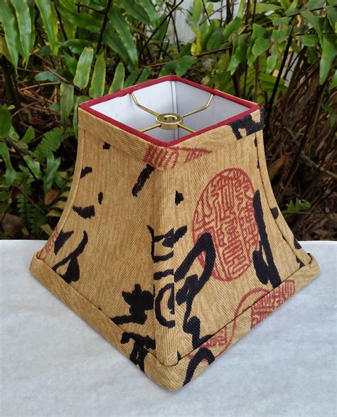 Asian Lampshade Brown Red Black Square Bell Lamp Shade