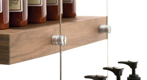 Wire Suspended Shelves Single Sided Timber Panel Or Shelf Support Grips