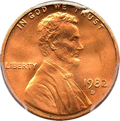 1982 D Lincoln Cents Zinc Large Date Cent Ms67 Pcgs Rd At Amazons