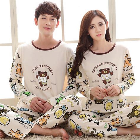 Factory Price Couple Pajamas Set Women Pijama Full Sleeve Men Pyjama Cotton O Neck Sleepwear