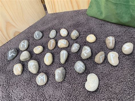 Viking Rune Stone Set Hand Carved River Rock From The Canadian Etsy