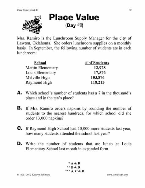 Place Value Worksheets | 3rd, 4th, 5th Grade