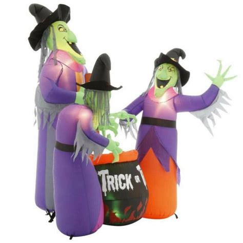 Halloween Inflatable Decor 6 Ft Witches With Cauldron Led