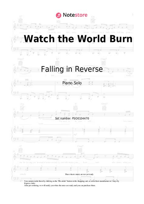 Falling In Reverse Watch The World Burn Sheet Music For Piano