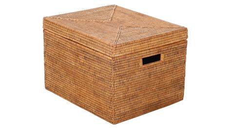 La Jolla Rectangular Rattan Storage Box Honey Brown