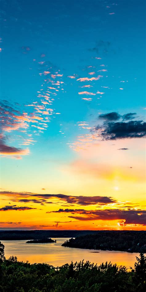 Download Wallpaper 1080x2160 Sky Sunset Clouds Lake Honor 7x Honor