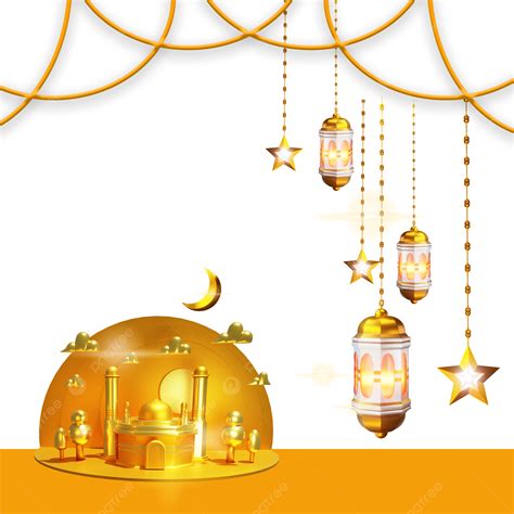 황금 3d 일러스트 모스크 장식 이벤트 이슬람 라마단 라마단 종교 카림 Png 일러스트 및 Psd 이미지 무료 다운로드