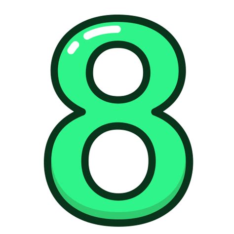 Green Numbers Number Study Eight Icon