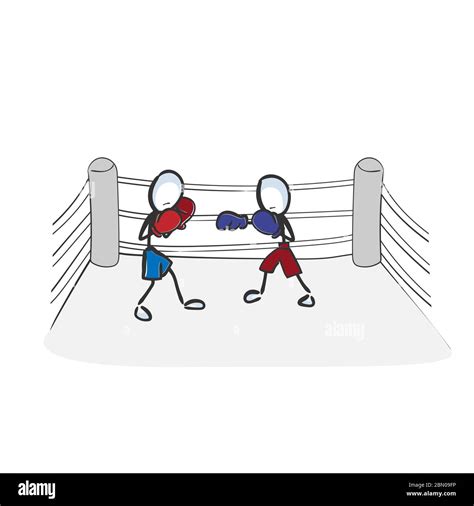 Boxing Championship Combat Sports Fight On The Ring Hand Drawn