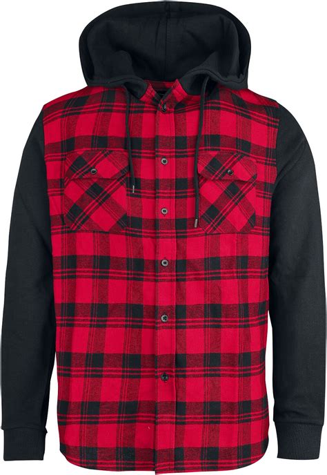 Hooded Checked Flannel Red By Emp Flanel Shirt Emp