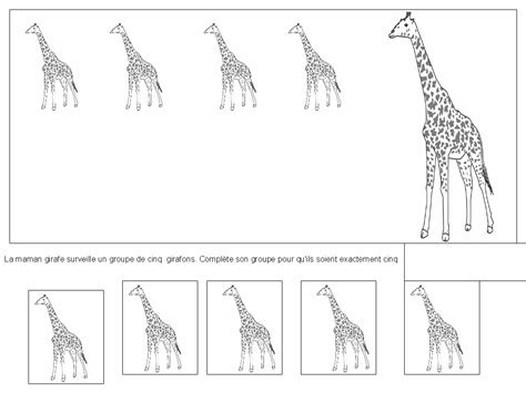 Maternelle Complément à 5 6 7 Avec Des Girafes