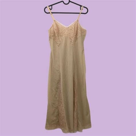 Munsingwear Intimates Sleepwear Vintage 7s Nude Sheer Lace Long
