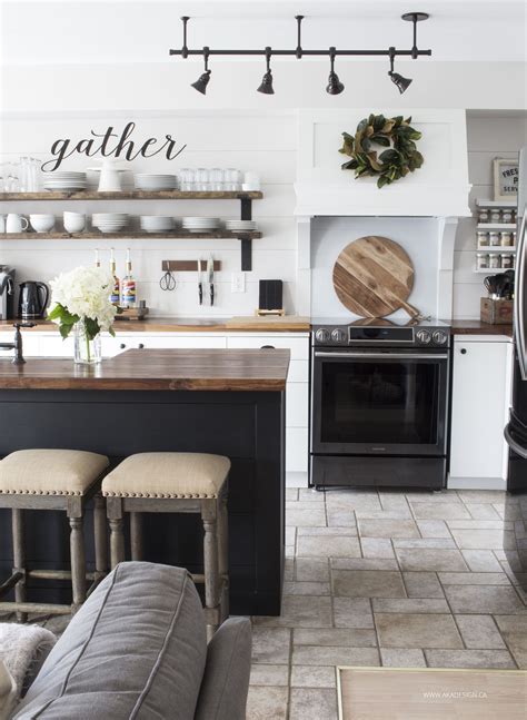Behind are tress and a central home decor. OUR MODERN FARMHOUSE KITCHEN MAKEOVER | The Reveal ...