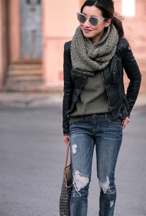 Great news!!!you're in the right place for blazer scarf. To infinity (scarves) and beyond - Extra Petite | Black leather jacket outfit, Winter jacket ...