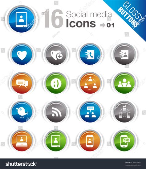 Glossy Buttons Social Media Icons Stock Vector Illustration 83374969