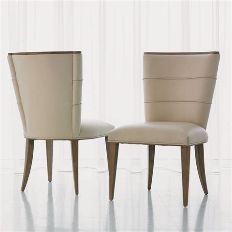 Global Views Adelaide Beige Leather Dining Side Chair Gv720094