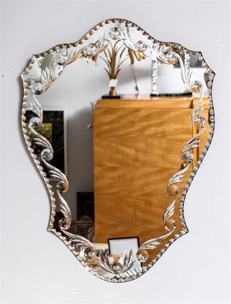 Pie Crust Bevelled Shield Form Mirror At 1stdibs