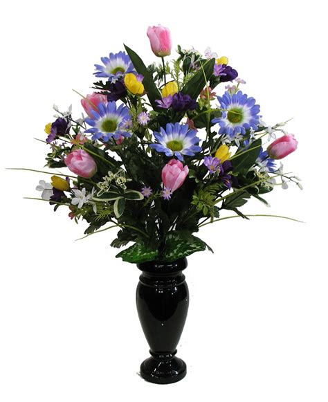 22 Spring Mix Of Seasonal Tulips With Crocus And Daisies Arrangement