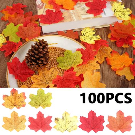 Willstar 100pcs Artificial Maple Leaves Simulation Decorative Fake Fall