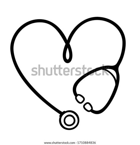 Stethoscope Heart Shape Monogram Nurse Medical Stock Vector Royalty