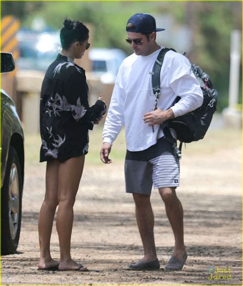 Full Sized Photo Of Zac Efron Girlfriend Sami Miro Hold Hands On The Beach 06 Zac Efron Holds
