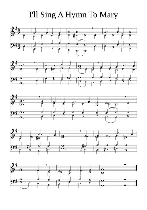 I Ll Sing A Hymn To Mary Sheet Music For Piano Solo Easy