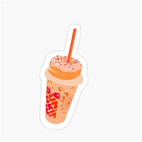 Dunkin Iced Coffee With Donut Sticker By Catie L