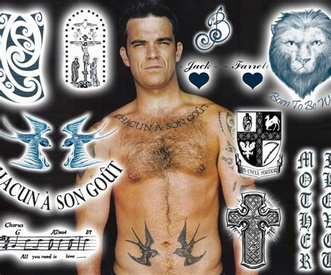 Robbie Williams Temporary Tattoo Set 12 Tattoos Robbie Williams