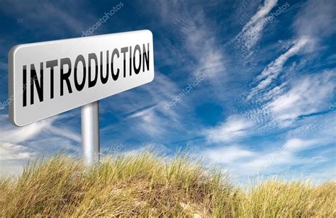 Introduction or about us road sign — Stock Photo ...