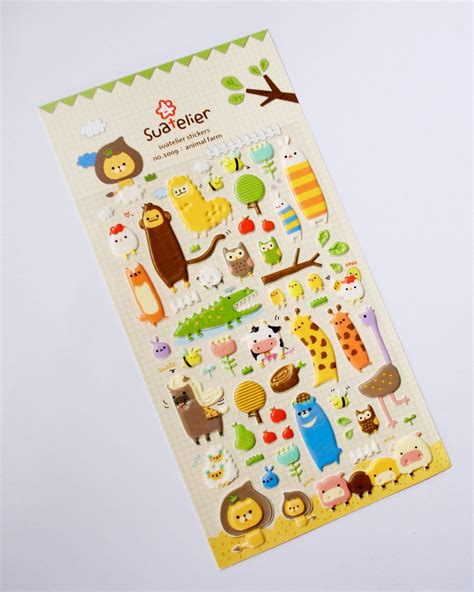 Adorable Animal Assortment Puffy Stickers Puffy Stickers Cute