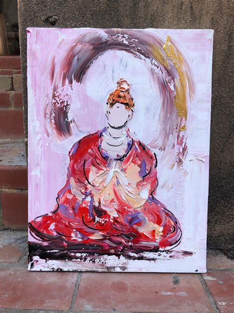 Original Buddha Oil Painting Colorful Modern Contemporary Etsy